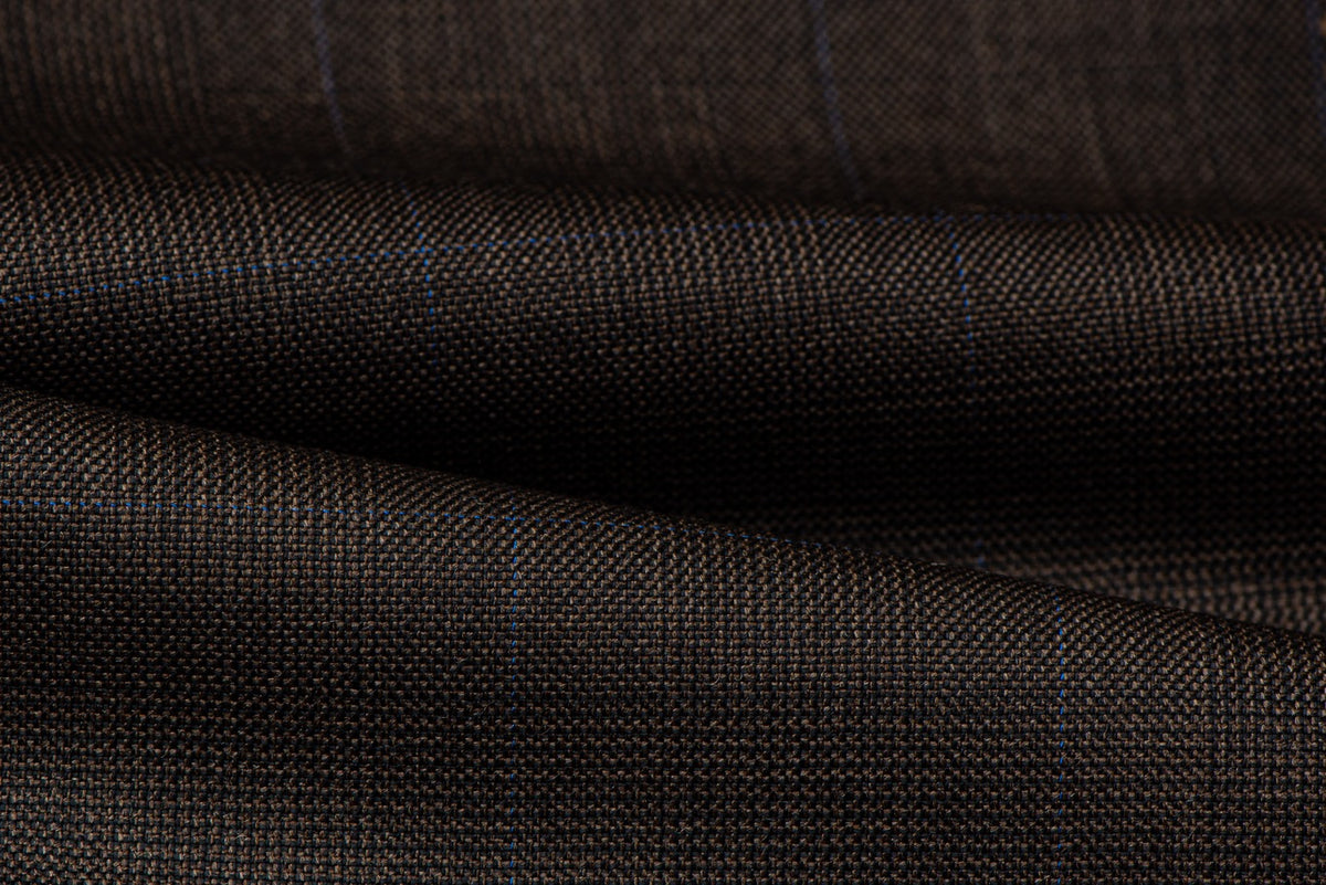 H1511 - Brown Tram Check W/ Blue OC (290 Grams / 10 oz)