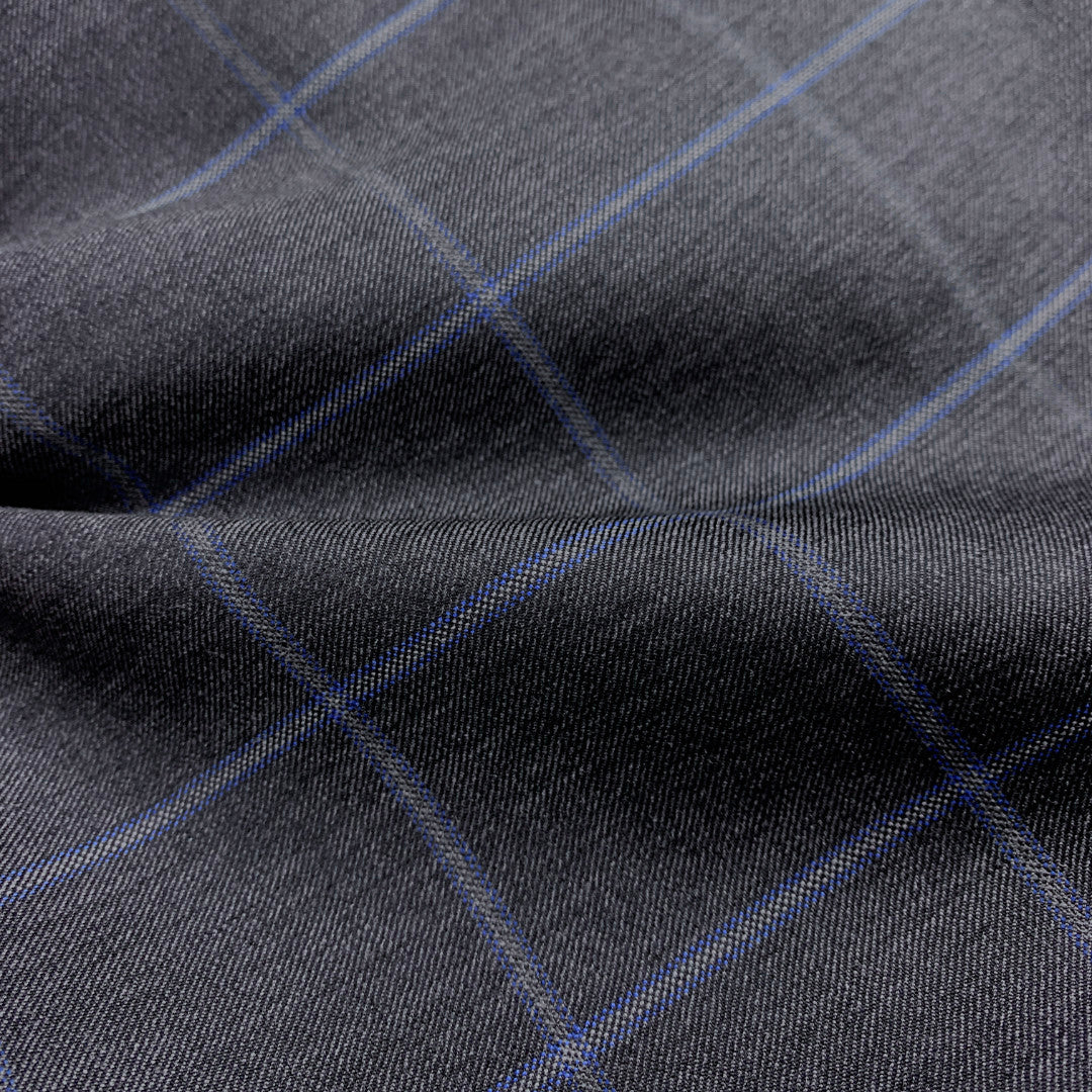 Grey W/ White & Blue Windowpane