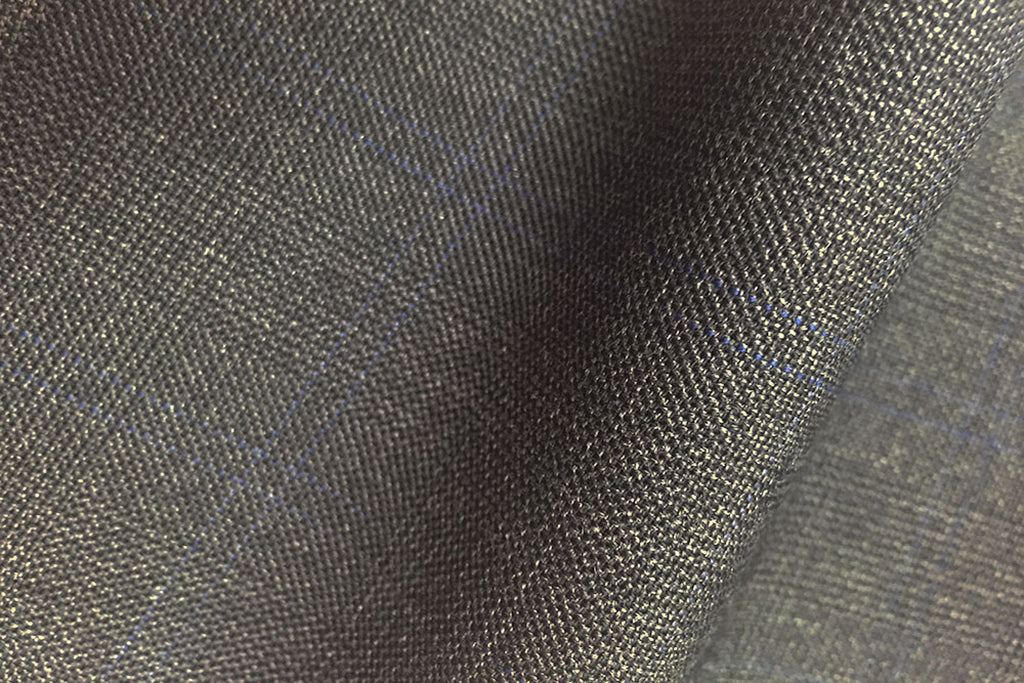 HC960 - GREY Prince of Wales Check with LIGHT BLUE Window Pane Overcheck (380-400 grams / 13-14 Oz)