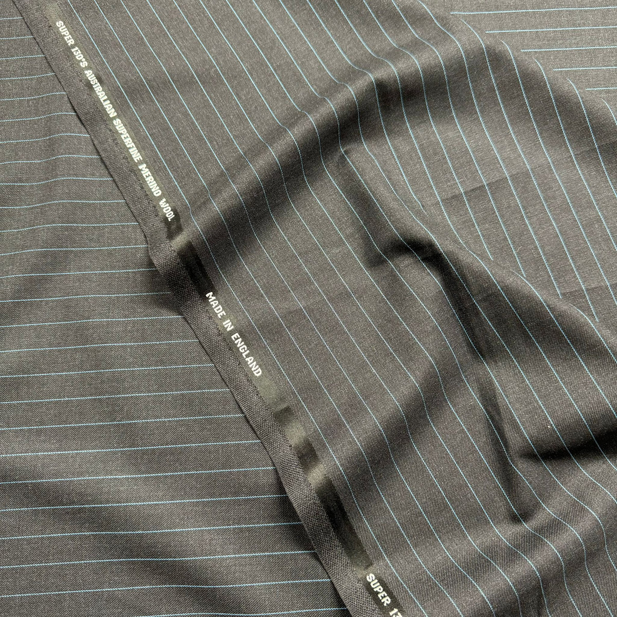 SAL230 - Charcoal W/ Blue Pin Super 130's