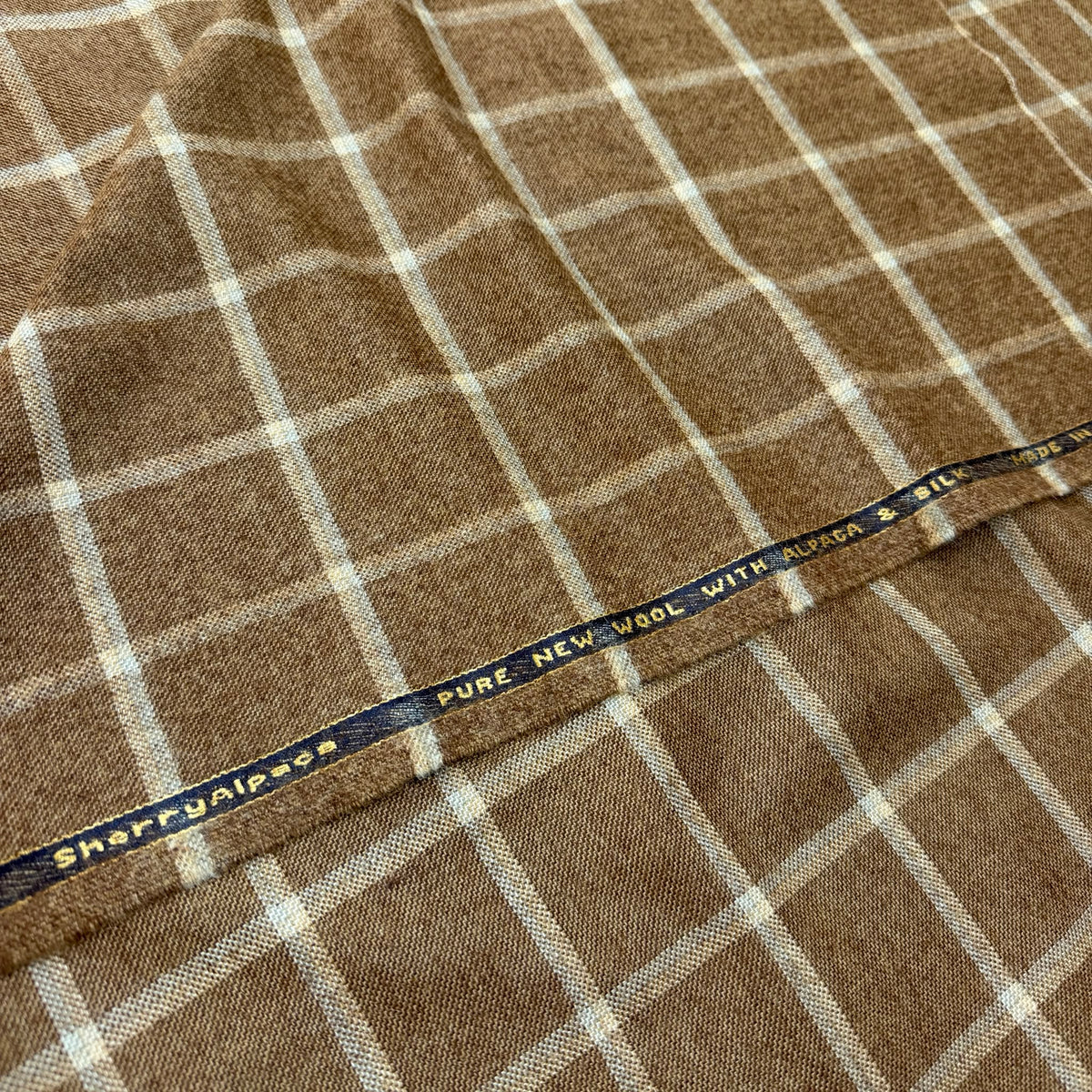 SAL359 - BROWN CHECK 30% ALPACA, 20% SILK, 50% WOOL (300 Grams / 10.5 oz)