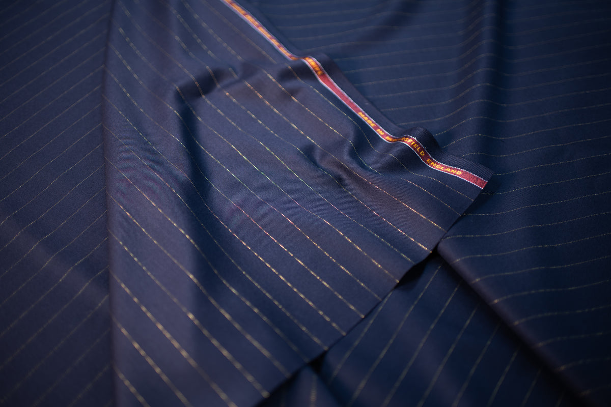 SAL22K - Navy Super 160 With Real 22K Gold Pinstripe