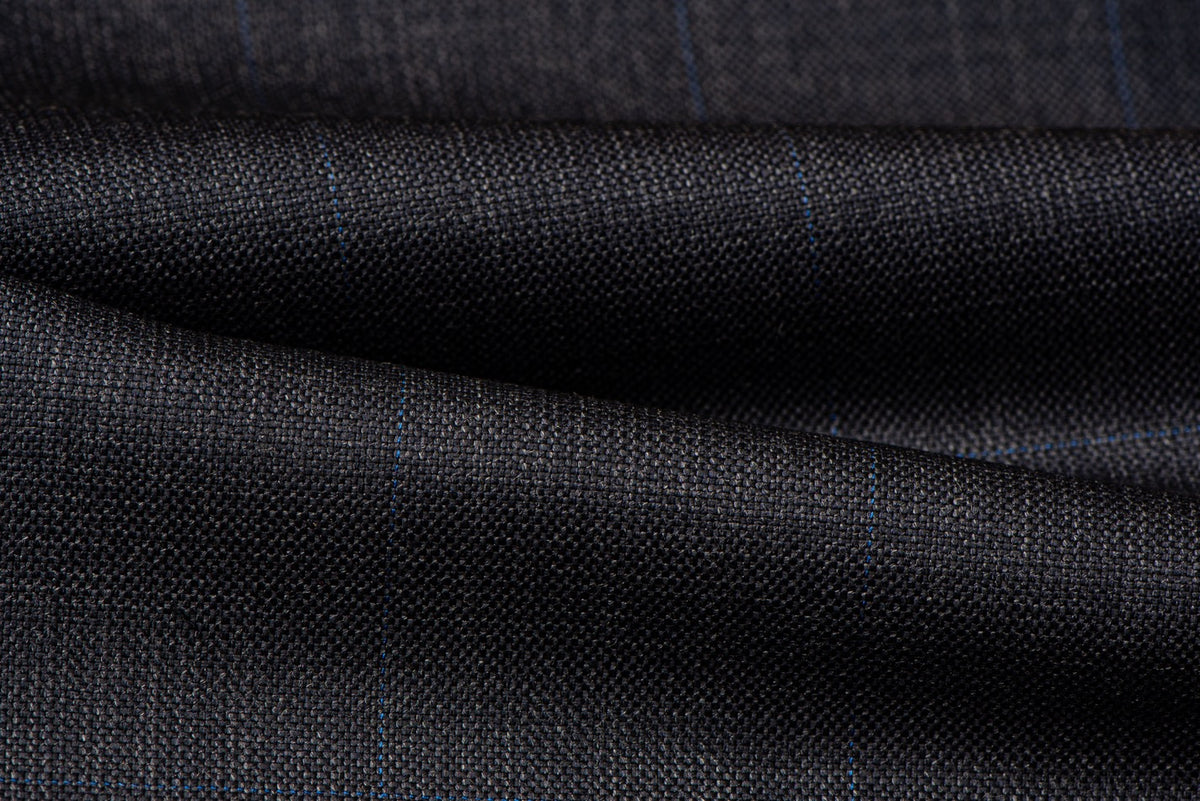 H1510 - Gun Navy Tram Check W/ Blue OC (290 Grams / 10 oz)
