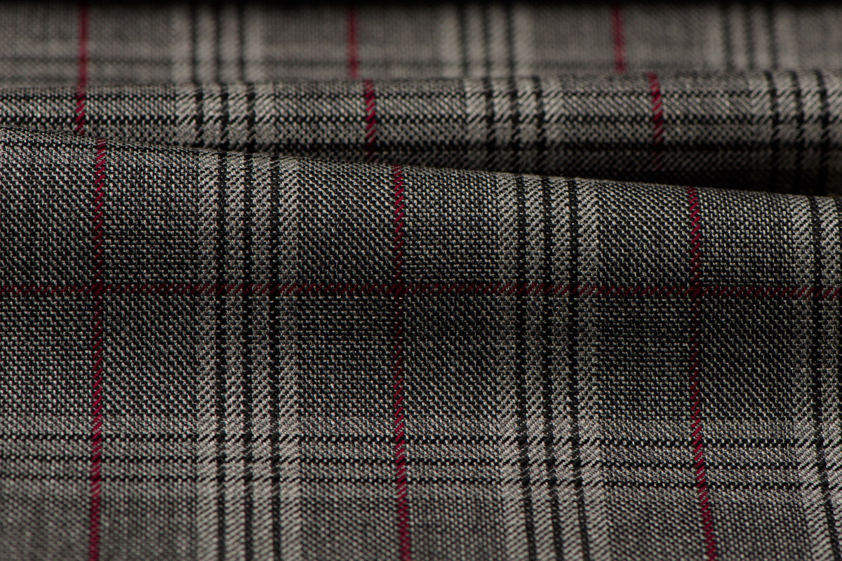 H3101 - Grey Tram Check W/ Red Black OC (270 grams / 9 Oz)