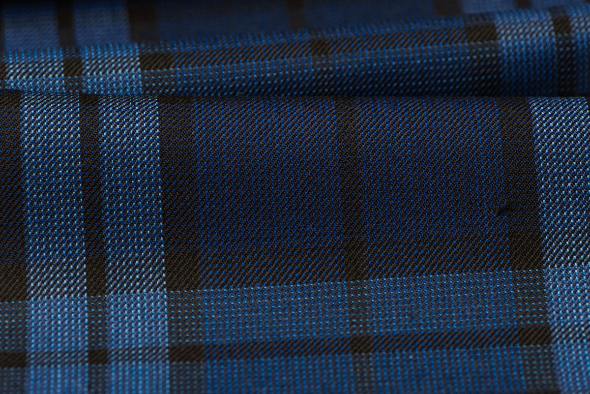 H3102 - Navy Plaid Check W/ Blue Black OC (270 grams / 9 Oz)