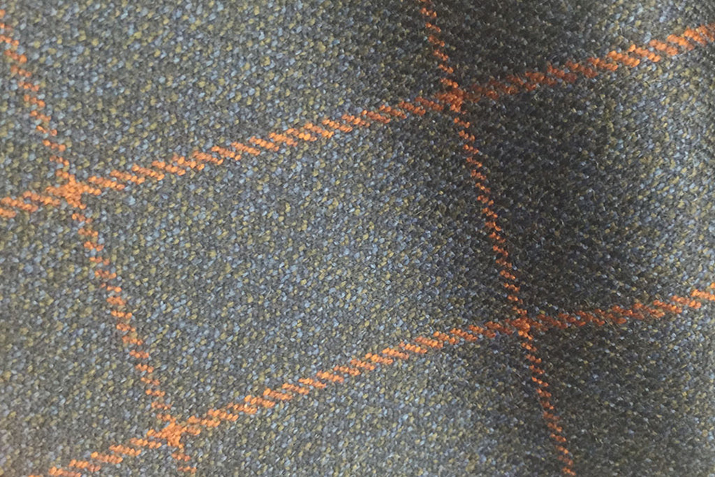 H7437 - NAVY WITH ORANGE OVERCHECK (500 grams / 17 Oz)