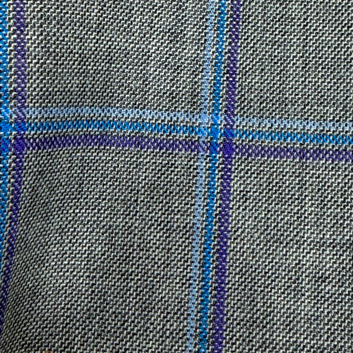 SAL331 - GREY W/ BLUE & PURPLE CHECK 100% WOOL (280 Grams / 10 oz)