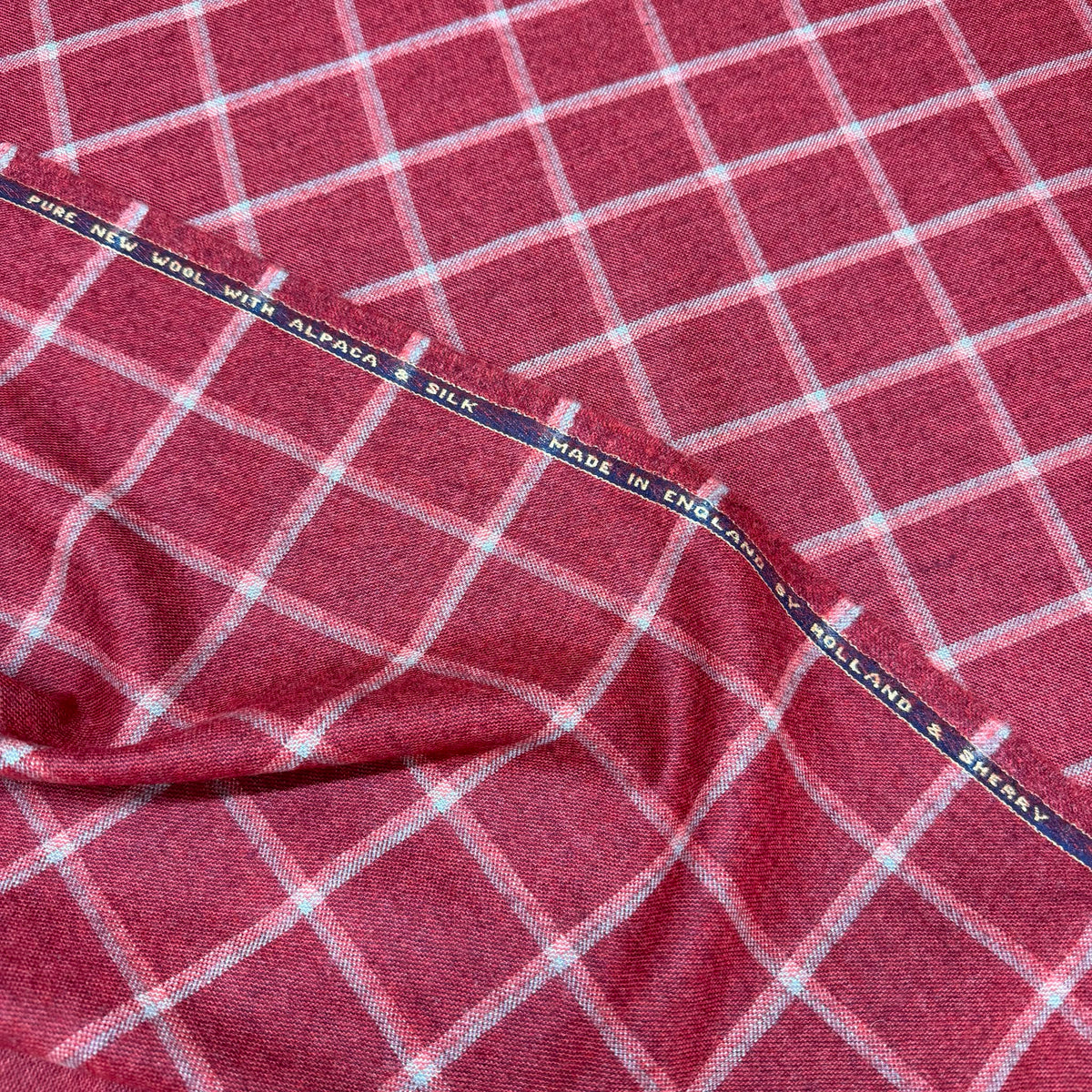 SAL346 - RED W/ OVERCHECK 30% ALPACA, 20% SILK, 50% WOOL (300 Grams / 10.5 oz)