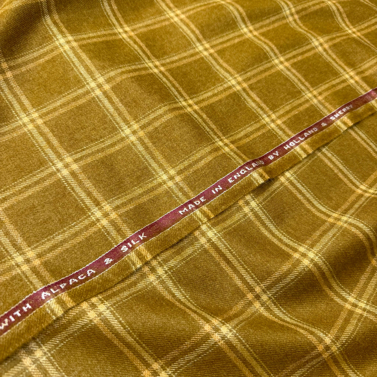 SAL349 - MUSTARD OVERCHECK 30% ALPACA, 20% SILK, 50% WOOL (300 Grams / 10.5 oz)
