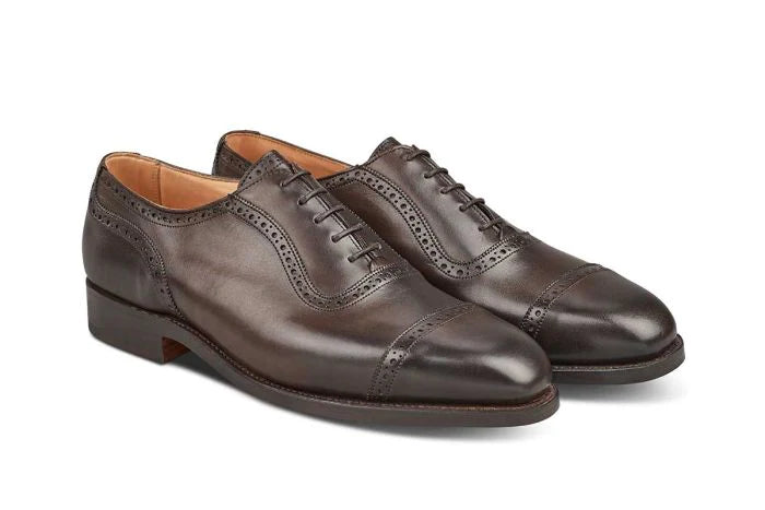 BELGRAVE TOECAP OXFORD CITY SHOE - ESPRESSO BURNISHED